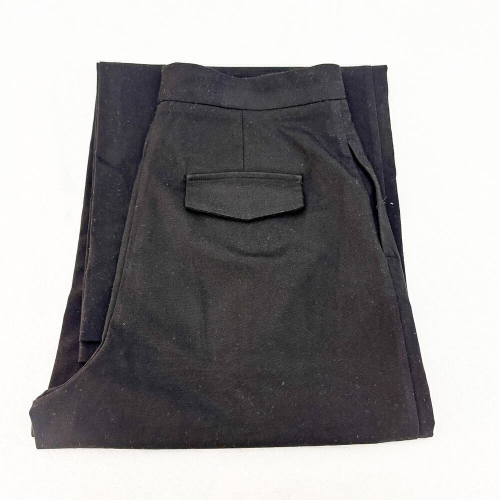 Zara Black Wide Leg Pleated Front Slacks SZ L NWT